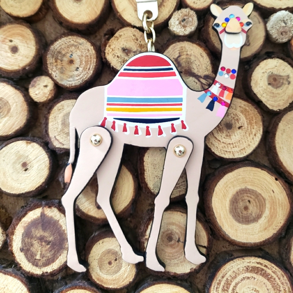 {Kate Spade} Leather Camel Key Fob